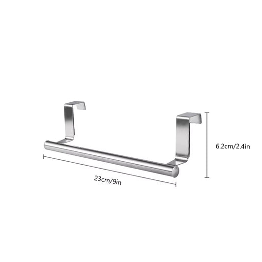 1Pc Stainless Steel Towel Rack Bathroom Towel Holder Stand Kitchen Cabinet Door Hanging Organizer Shelf Wall Mounted Towel Bar