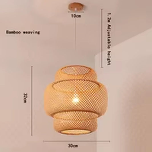 Hand Knitted Chinese Style Weaving Hanging Lamps 18/19/30Cm Restaurant Home Decor Lighting Fixtures Bamboo Pendant Lamp