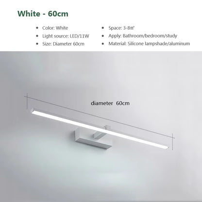 Modern LED Wall Light Bathroom Hardwares Wall Lamp Three Colors Lights Aluminum Led Bathroom Bath Mirror Line Lamp Make up Light