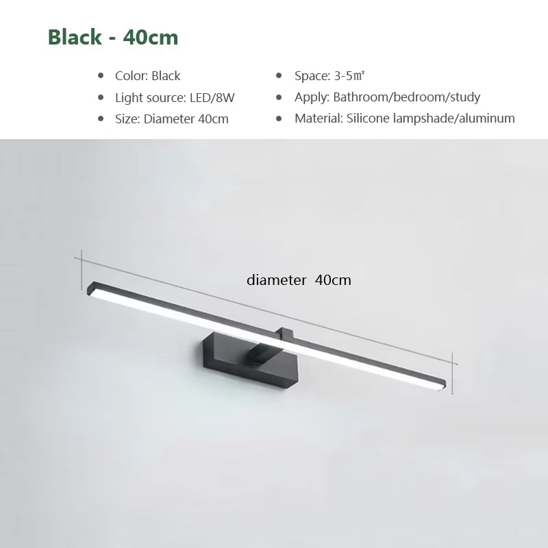 Modern LED Wall Light Bathroom Hardwares Wall Lamp Three Colors Lights Aluminum Led Bathroom Bath Mirror Line Lamp Make up Light