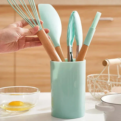 12PCS Food Grade Silicone Kitchen Cookware Utensils Turner Spatula Measuring Spoon Practical Cooking Tool Kitchenware Set